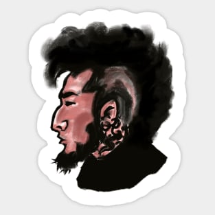 punk rocker with mohawk and tattoo, hand drawn illustration Sticker